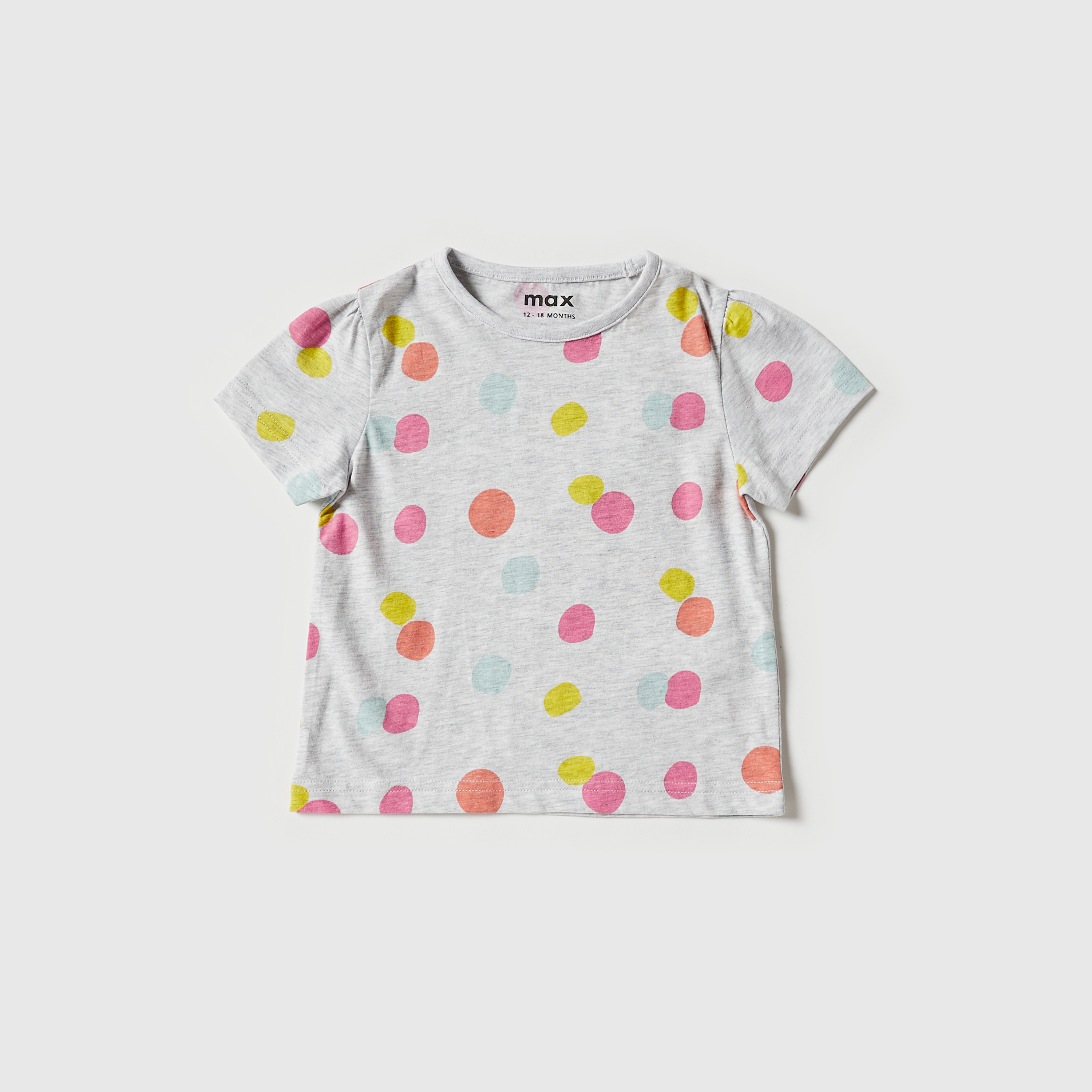 Shop All-Over Polka Dot Print T-shirt with Short Sleeves and Round