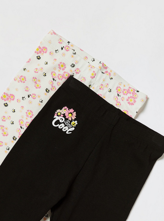 Set of 2 - Printed Leggings with Elasticated Waistband
