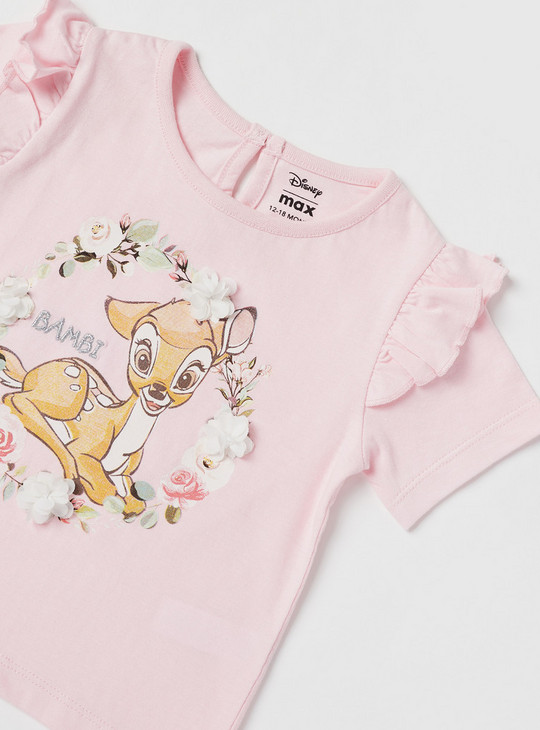 Bambi Print BCI Cotton Top with Round Neck and Short Sleeves