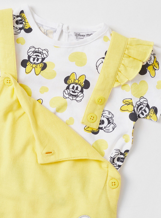 Minnie Mouse Print Dungaree and Short Sleeve T-shirt Set
