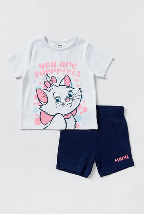 Marie Print Round Neck T-shirt and Shorts Set