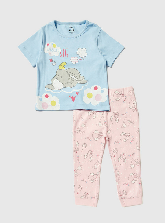 Dumbo Print Short Sleeve T-shirt and Pyjama Set