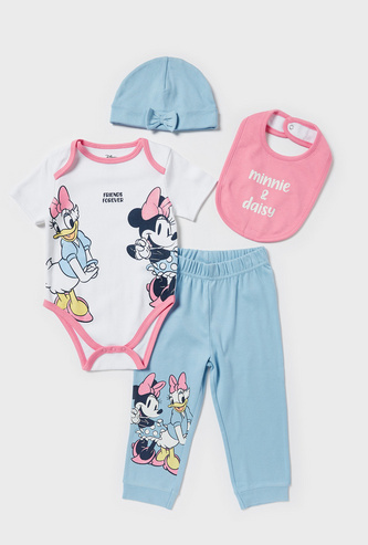 Minnie Mouse Print 4-Piece Bodysuit and Pyjama Set