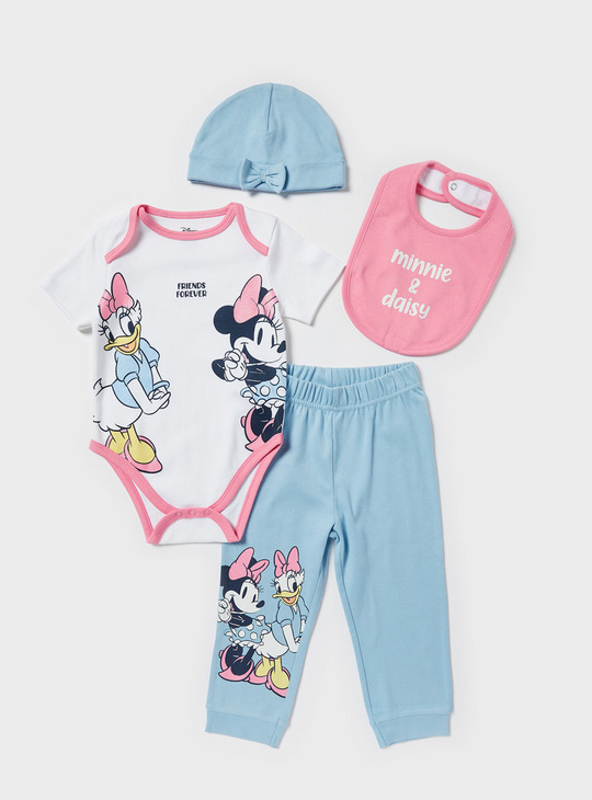 Minnie Mouse Print 4-Piece Bodysuit and Pyjama Set