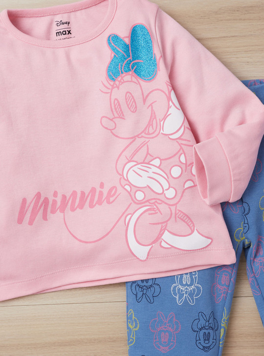 Minnie Mouse Print BCI Cotton T-shirt and All-Over Print Pyjama Set