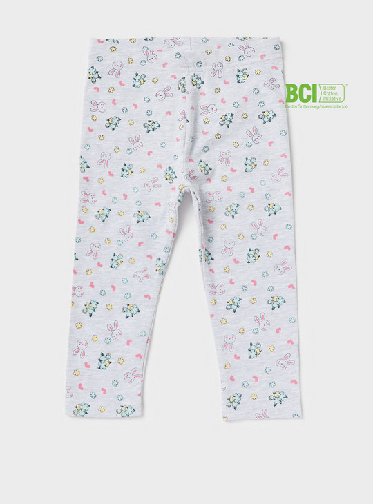 All-Over Bunny Print Mid-Rise BCI Cotton Leggings