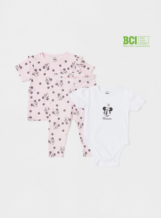 Minnie Mouse Print BCI Cotton T-shirt with Pyjamas and Bodysuit