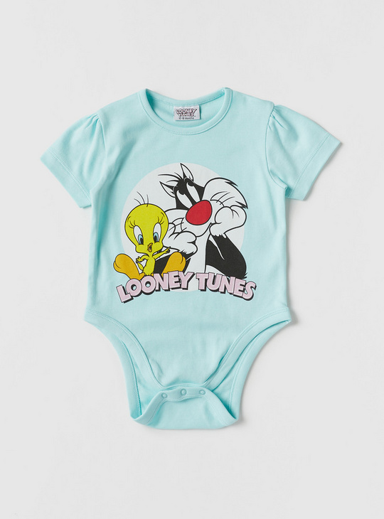 Looney Tunes Print BCI Cotton T-shirt with Leggings and Bodysuit