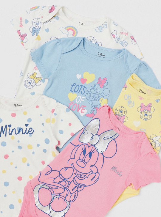 Set of 5 - Minnie Mouse Print Bodysuit with Short Sleeves