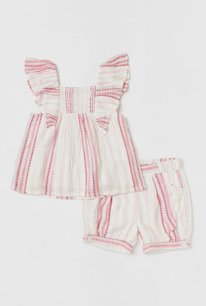 Striped Sleeveless Top and Shorts Set