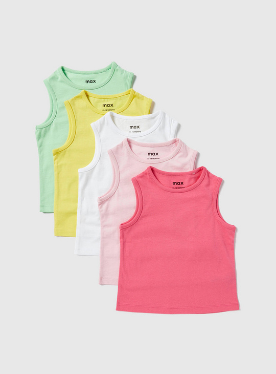 Set of 5 - Solid Vest with Round Neck