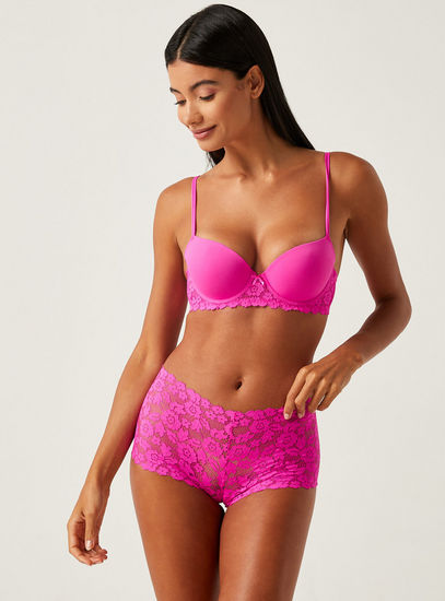 Lace Detail Padded Underwired Demi Bra 
