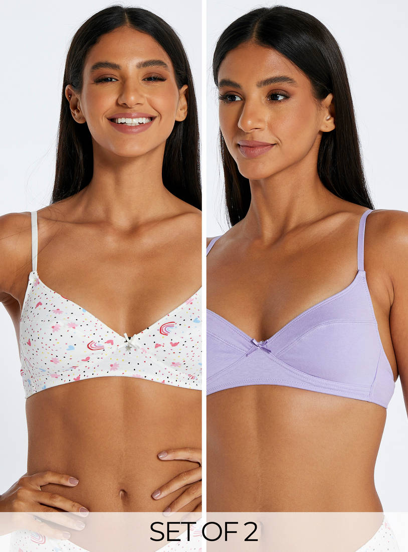 Shop Set of 2 - Assorted Non-Padded Bra with Hook and Eye Closure