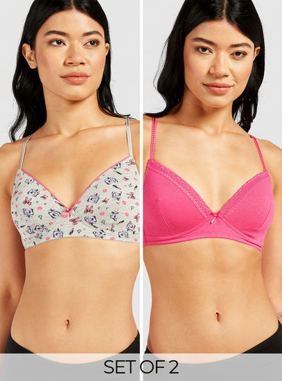 Set of 2 - Assorted Bra with Hook and Eye Closure and Bow Detail