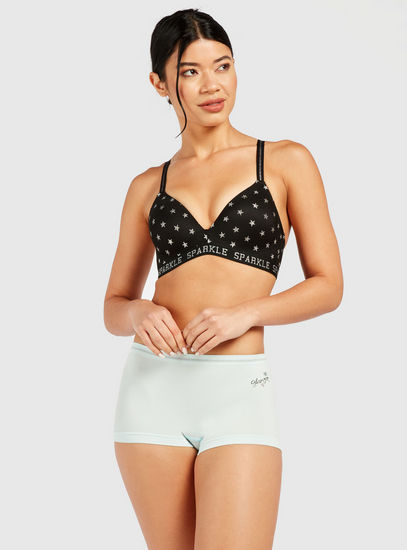 Printed Non-Wired Padded Bra with Adjustable Straps