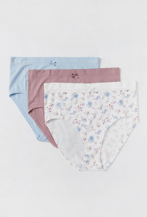 Set of 3 - Assorted Full Briefs with Elasticated Waistband and Bow Applique