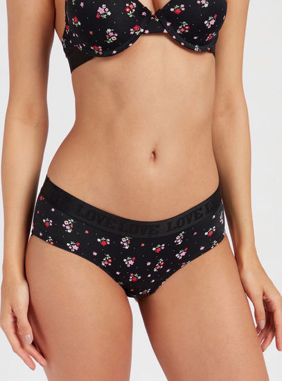 Floral Print Brief with Elasticated Waistband