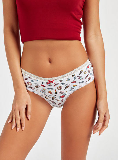 Set of 2 - Assorted Full Briefs with Elasticated Waistband and Bow Detail