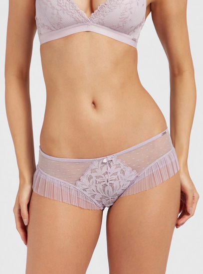 Lace Brief with Bow Detail and Elasticated Waistband