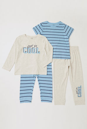 Assorted 4-Piece Round Neck T-shirt and Full Length Pyjama Set