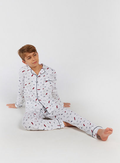 All-Over Printed Sleepshirt and Pyjamas Set