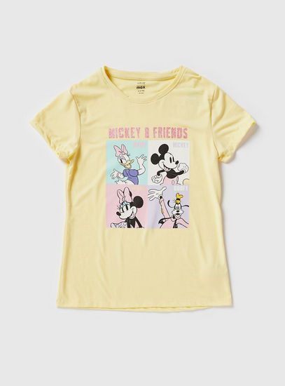 Mickey and Friends Print Crew Neck T-shirt and Pyjama Set