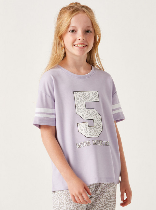 Printed Short Sleeve T-shirt and Pyjama Set