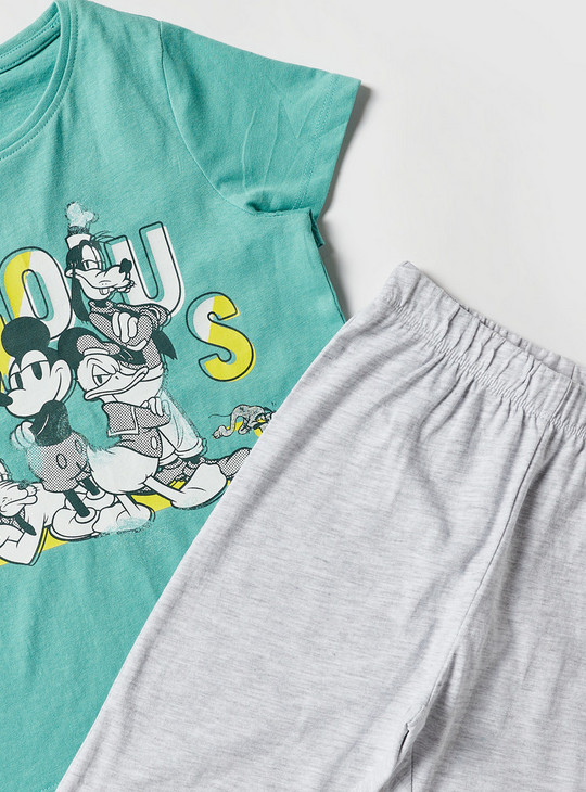 Mickey and Friends Print Short Sleeves T-shirt and Elasticated Pyjamas Set