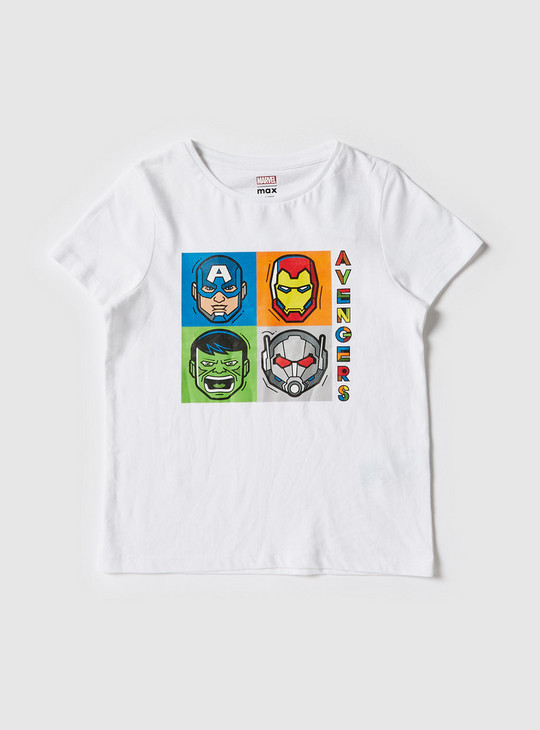 Avengers Print Crew Neck T-shirt and Pyjama Set