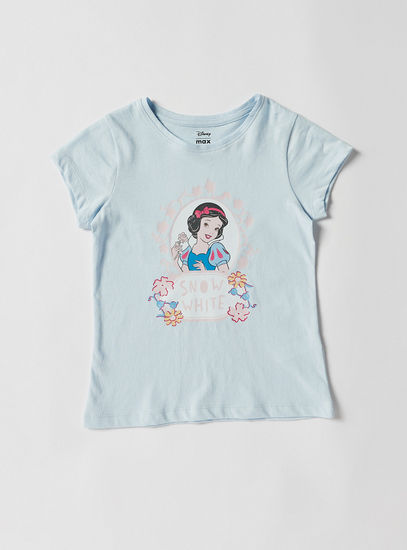 Snow White Print Crew Neck T-shirt and Pyjama Set
