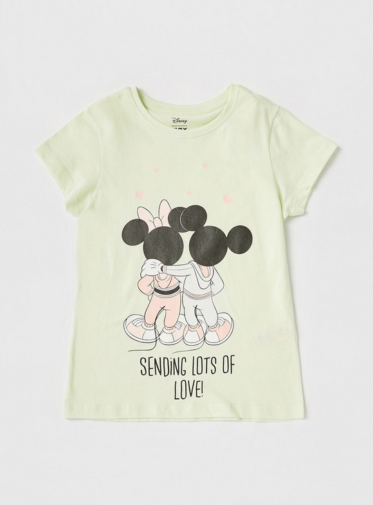 Mickey and Minnie Mouse Print T-shirt and Full Length Pyjama Set