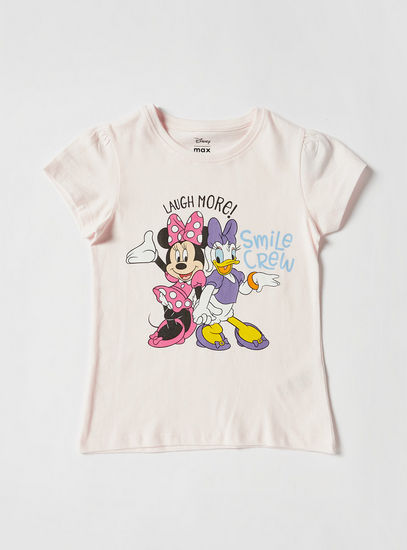 Minnie and Daisy Print Round Neck T-shirt and Full Length Pyjama Set