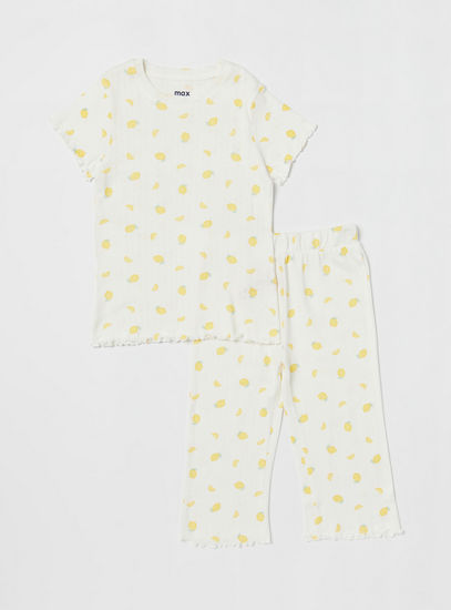 Lemon Print Short Sleeve T-shirt and Pyjama Set