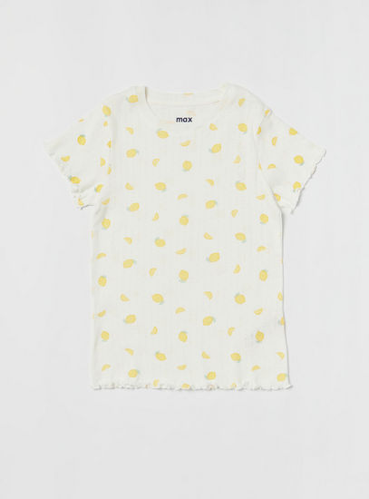 Lemon Print Short Sleeve T-shirt and Pyjama Set