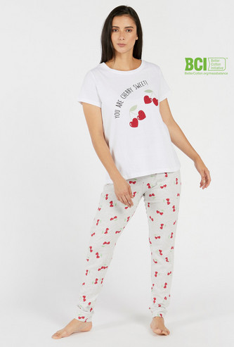 Graphic Print BCI Cotton T-shirt and All-Over Print Pyjamas Set