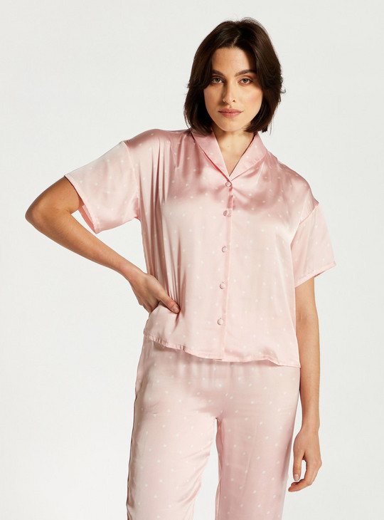 Polka Print Sleepshirt and Cropped Pyjama Set