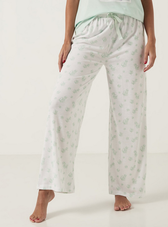 Minnie Mouse Print T-shirt and Full Length Pyjama Set