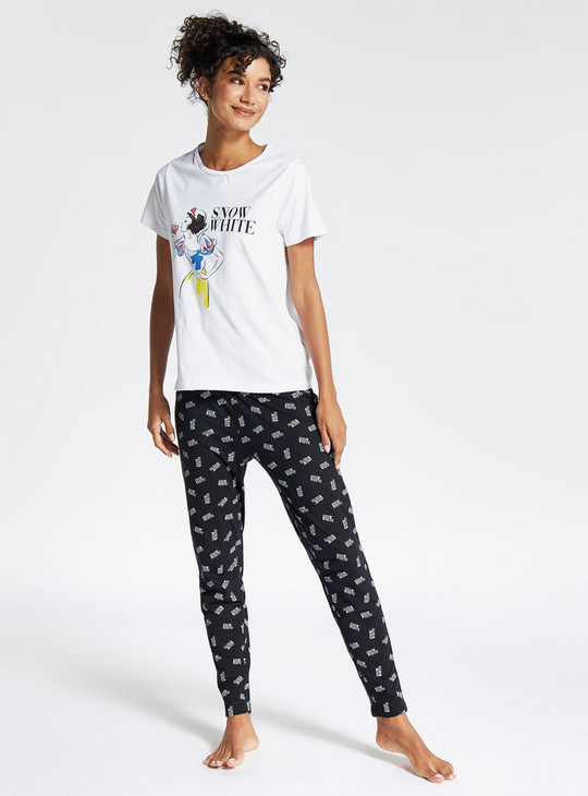 Snow White Print Short Sleeve T-shirt and Pyjama Set