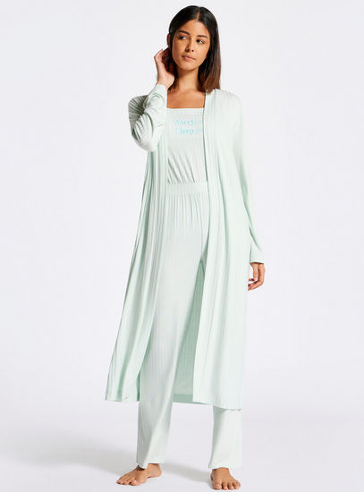 Ribbed Night Robe with Long Sleeves-Robes & Onesies-image-0