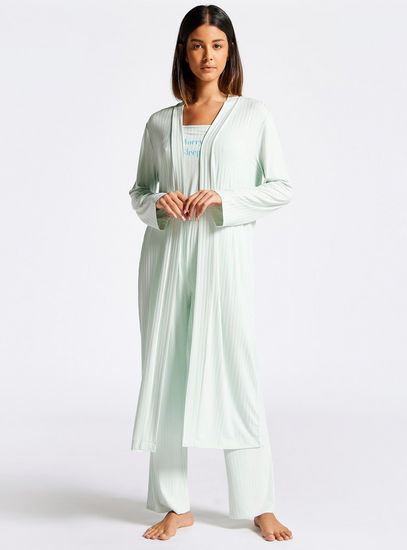 Ribbed Night Robe with Long Sleeves-Robes & Onesies-image-1