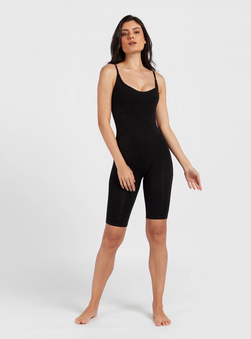 Shop Solid Full Body Shaper with Scoop Neck and Adjustable Spaghetti Straps  Online