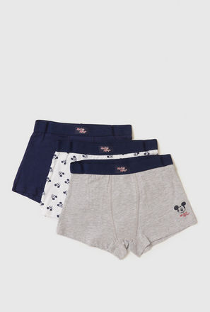 Set of 3 - Mickey Mouse Print Trunks with Elasticated Waistband-mxkids-boyseighttosixteenyrs-clothing-underwear-briefs-2