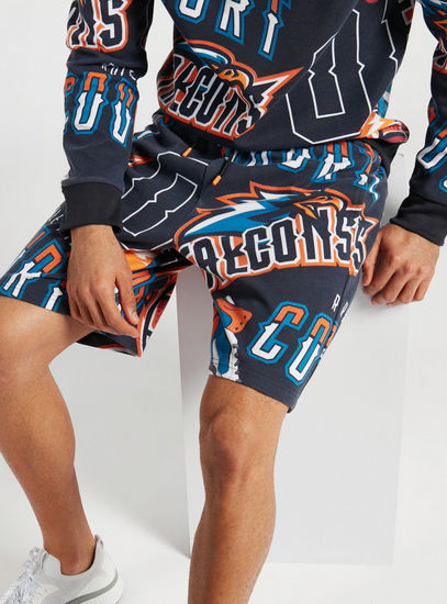 All-Over Printed Slim Fit Shorts with Pockets and Drawstring Closure-Joggers & Shorts-image-0