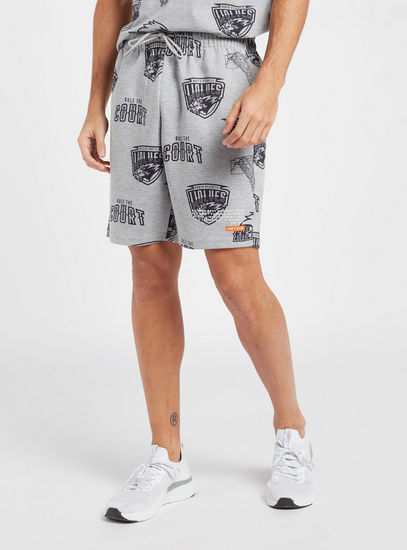 All-Over Printed Shorts with Pockets and Drawstring Closure