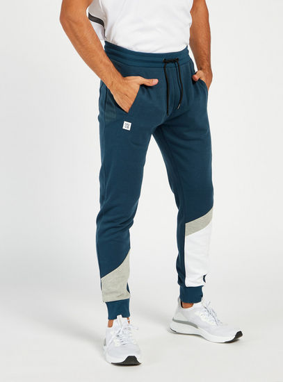 Colourblock Panelled Joggers with Pockets and Drawstring Closure