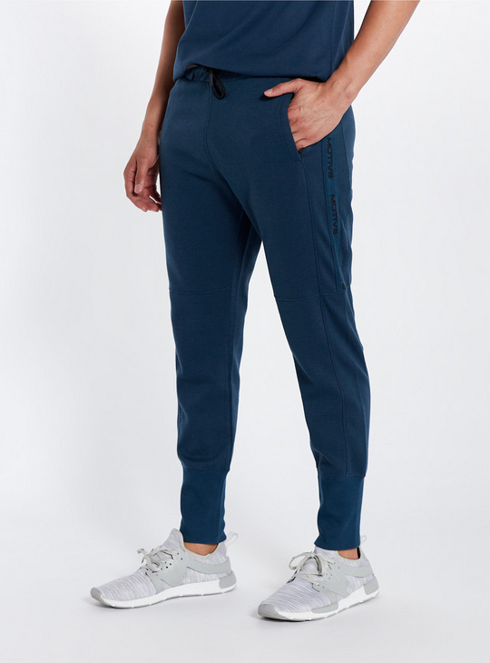 Solid Joggers with Drawstring Closure and Tape Detail