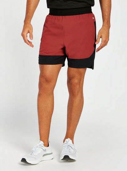 Colourblock Shorts with Elasticated Waistband and Pockets