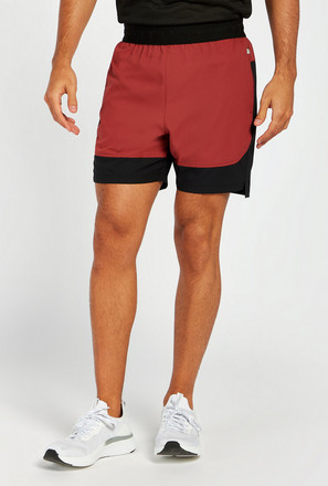 Colourblock Shorts with Elasticated Waistband and Pockets