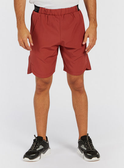 Solid Shorts with Elasticated Waistband and Pockets-Joggers & Shorts-image-0