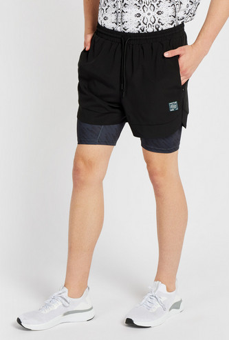 Solid Hybrid Shorts with Drawstring Closure and Pockets